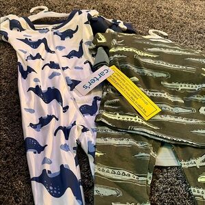 Dinosaur/bear Print Baby Onesie and two piece pajamas!  New. 3 total